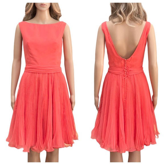 Miss Elliette Dresses & Skirts - Vintage 50s 60s Miss Elliette California Dress Chiffon Coral Pinup formal Small